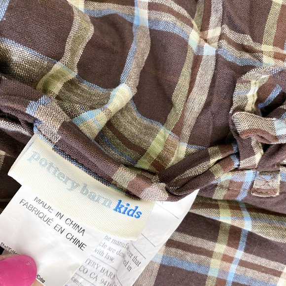 Pottery Barn Kids Madras Dinosaur Checkered Quilted Standard Sham NEW Palm - Picture 4 of 4